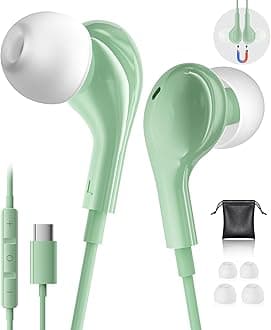 USB C Headphones for iPhone 17 Samsung Galaxy S26 S25 S24 Ultra A17 A16 Earphones Wired USBC Headphone with Mic HiFi Wired Headphones USB C Earphones for iPhone 16 Samsung S23 S24 S25 FE A56 iPad 10th