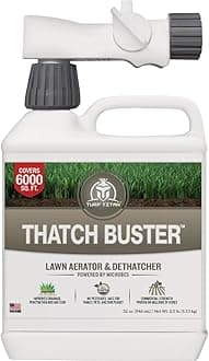 Thatch Buster Liquid Lawn Aerator and Dethatcher (32 oz) with Hose End Sprayer – Liquid Soil Loosener for Compacted & Clay Lawns – Improves Drainage & Root Growth – Covers 6,000 Sq Ft