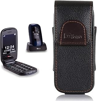 TTfone Lunar TT750 Big Button Simple Easy Clamshell Unlocked Flip Mobile Phone - Blue & Premium Holster Case for Mobile Phones