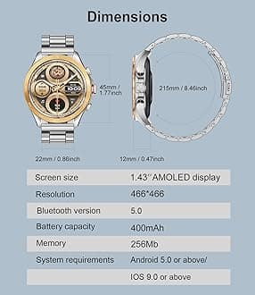 LIGE Smart Watch for Men 1.43'' AMOLED with 3 Straps and Answer/Make Call,Fitness Watch 100+ Sports Modes,Heart Rate Sleep Monitor Smartwatch for Android iOS Phones (silver steel+leather brown)
