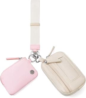 Nylon Wristlet Wallets, Dual Pouch Keychain Wristlet Wallet, RFID Small Wallet With Coin Pouch,ID Window For Travel