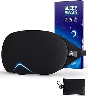 Mavogel Cotton Sleep Mask - Updated Design Light Blocking Sleep Eye Mask, Soft and Comfortable Night Sleeping Mask for Men Women, Eye Blinder for Travel/Sleeping, Includes Travel Pouch, Black