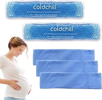 Reusable Perineal Ice Packs for Postpartum & Hemorrhoid Pain Relief, Hot & Cold Pack for Women After Pregnancy, 2 Ice Pack and 3 Cover. (Blue)