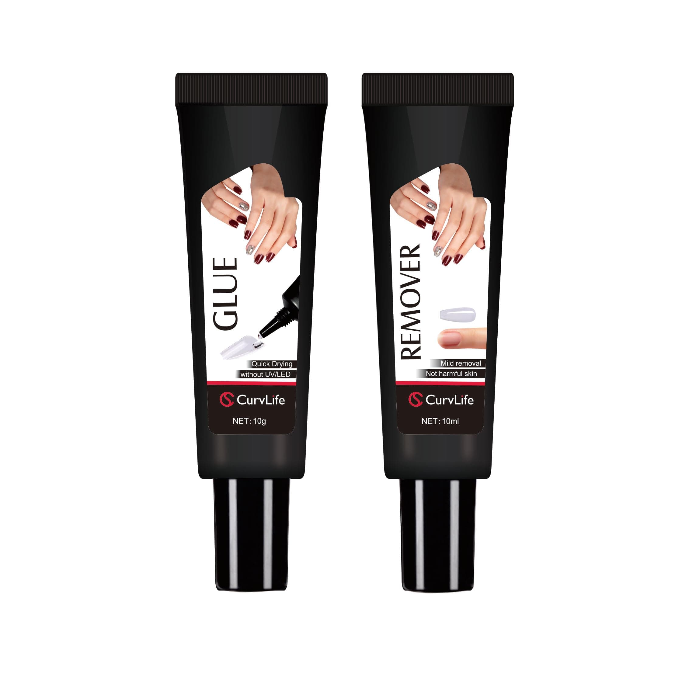 Nail Tips Semi Solid Nail Glue 2g (5pcs) - Super Strong, Soft Glue Gel Quick Drying Adhesive for Press On Nails, No UV Light Needed