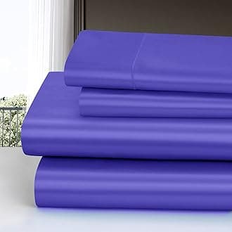 Homiest 4pcs Satin Sheets Set Luxury Silky Satin Bedding Set with Deep Pocket, 1 Fitted Sheet + 1 Flat Sheet + 2 Pillowcases (King Size, Periwinkle Blue)