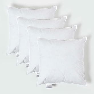 HOMESCAPES 4 Pack Luxury Duck Feather Cushion Inserts 45cm x 45cm (18 x 18”) Perfect Bounce Back and Down-Proof Cover Generously Filled Inner Pads Filler, Hypoallergenic RDS Certified Machine Washable