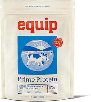 Equip Foods Prime Protein Powder | Clean, Grass Fed Beef Protein Powder | Carnivore Protein Isolate | Paleo, Keto Friendly | Gluten & Dairy Free | Helps Build & Repair Tissue | 30 Servings, Unflavored