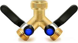 Brass Garden Hose Splitter, Hose y Splitter with Shutoff, Hose Splitter 2 Way Heavy Duty, Brass Y-Valve Water Garden Hose Adapter 2-Way Y-Valve 3/4" GHT Threads