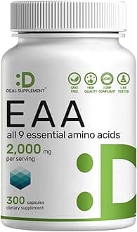 Essential Amino Acids (EAA) 2000mg Per Serving, 300 Capsules – Unflavored - 9 in 1, All BCAAs (Branched-Chain Aminos) – Lean Muscle Support & Natural Pre Workout Supplement