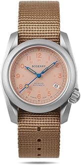 BODERRY Men's Watch Titanium Automatic Field Watch 40mm Military Watch Day Date Function 100M Waterproof with Nylon Strap Japanese Mechanical Movement & Screw Down Crown—Voyager