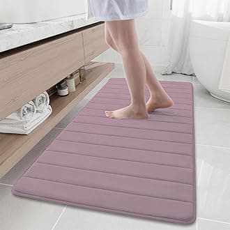 Buganda Memory Foam Bath Mat, 60" x 24", Ultra Soft and Non-Slip Bathroom Rugs, Water Absorbent and Machine Washable Bath Rug Runner for Bathroom, Shower, and Tub, Mauve