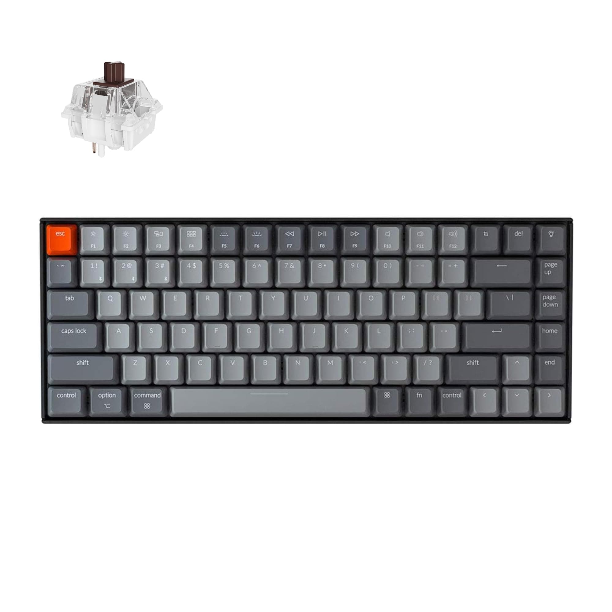 - K2 75% Layout Bluetooth Wireless Mechanical Keyboard Super Switch/White LED Backlit/USB C/Anti Ghosting/N-Key Rollover, 84 Keys Gaming Keyboard for Mac Windows-Version 2
