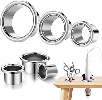 3 Pcs Hair Dryer Holder Insert Curling Iron Holder Stainless Steel Salon Station Appliance Hair Styling Tool Tube Comb Organizer for Hairdresser Bathroom(Sliver,3"+2"+1.5")