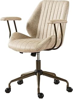 ovios Ergonomic Home Office Chair (Beige, Suede Leather)