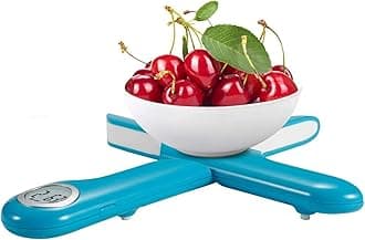 CAMRY Kitchen Scale, Travel Food Scale, Digital Folding Weighing Scales, Portable Kitchen Scales for Camping Motorhome,11lb/5kg Units in g/lb:oz, Round LCD Display(Blue)