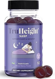 TruHeight Natural Sleep Gummies for Kids & Teens, Mixed Berry, with Melatonin,L Theanine, Lemon Balm, Ages 5+