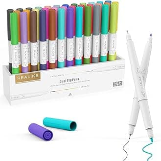REALIKE Dual Tip Pens Compatible with Cricut Maker 3/Maker 4/Maker/Explore 3/4/Air 2/Air, Dual Tip Marker Pens Set of 36 Pack Fine Point Pen Writing Drawing Accessories for Machine (0.4 Tip & 1.0 Tip)
