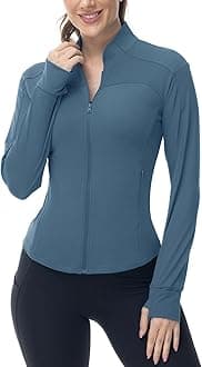 Gopune Women's Workout Athletic Jacket Lightweight Zip Up Yoga Slim Fit Tops with Pockets