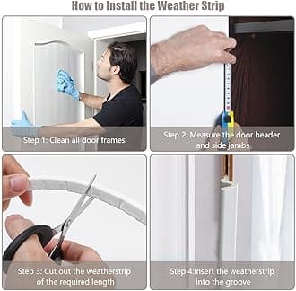 Kyllog 19.7 FT Weather Stripping Door Seal for Windows and Doors, Adhesive Window Draft Stopper Noise Reduction Weather Seal Strip Filler Strip (White-40FT)