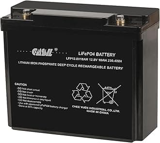 Casil 12V 18Ah Lithium Battery, 2000 Deep Cycles, Smart BMS, Perfect for Emergency Lighting, UPS Backups, Wheelchairs, Mobility Scooters, Solar, Riding Lawn Mowers and Wind Generation