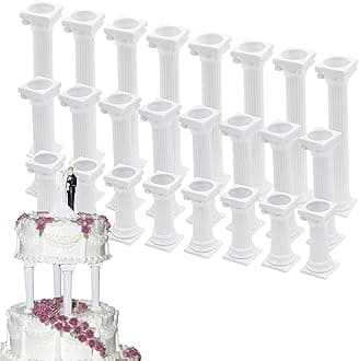 Hooshion24 Pcs 3 Size Roman Column Cake Tiered Stands, Fondant Cakes Tier Separator Support Stand, Multilayer Wedding Cake Columns Decoration Support Tool Sets