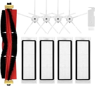 Replacement Spare Parts Compatible with Roborock S5, S5 Max, S4 Max, S6, S6 MaxV, E4, E5, S4 Robotic Vacuum Cleaner Backup Kit with 1 Roller 4 Side Spin Brush 4 Hepa Filter Attachments NOT for Q5