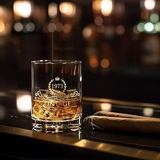 Lovinpro 1973 48th Birthday Ideals for Men/Dad/Son, Vintage Unfading 24K Gold Hand Crafted Old Fashioned Whiskey Gl, Perfect for Home Use - 10 oz Bourbon Scotch, Party Decorations