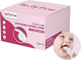 SOFYFINE 120 PCS Baby Tongue Cleaner for Newborn, Oral Finger Dry Wipes for Infant, Disposable Toddler Mouth Toothbrush for 0-24 Months
