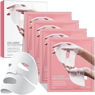 Collagen Overnight Face Mask | Korean Glass Skin Hydrogel Mask for Deep Hydration, Pigmentation, Anti-Aging & Pore Minimizing | Hyaluronic Acid, Niacinamide, Vitamin E & Centella | Pack of 4
