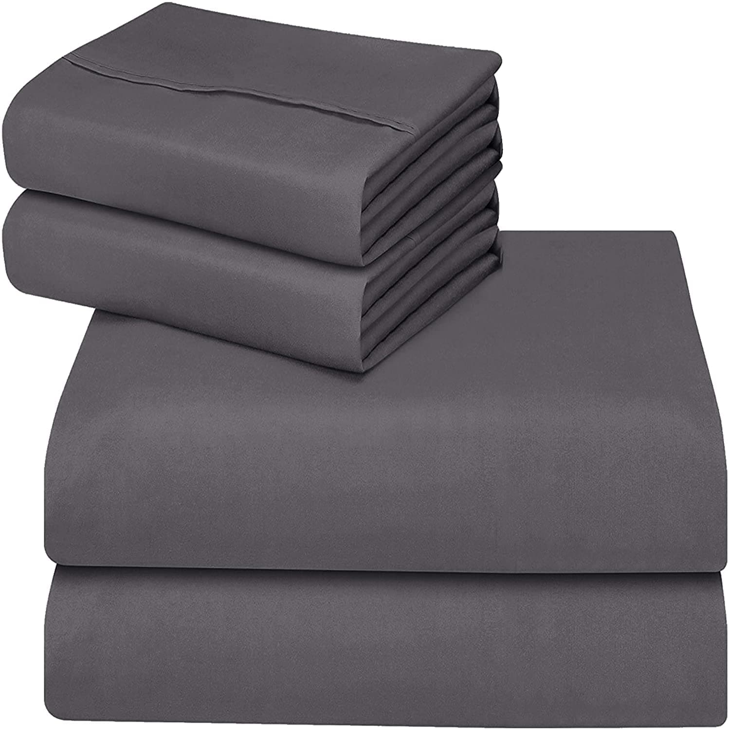 Fitted Sheets King Size - Deep Fitted King Size Sheet (35 cm) - Soft Brushed Microfibre Fabric Grey Bedding - Shrinkage and Fade Resistant. (King (150x200cm), Grey)