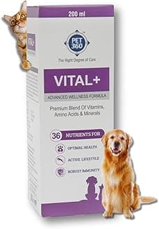 PET360 Vital+ Advanced Wellness Formula for Dogs & Cats | Multivitamin Syrup for Healthy Skin, Joints & Boosted Immunity | Nutritional Supplement with Vitamins & Minerals for Enhanced Growth - 200 ml