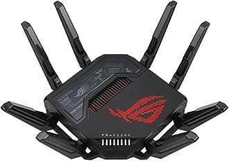 ROG Rapture GT-BE98 Quad-band WiFi 7 AiMesh Extendable Gaming Router, 25Gbps, 320MHz, 4K-QAM, Dual 10G Ports, Quad 2.5G Ports, VPNs, 4G LTE/5G Mobile Tethering - Black