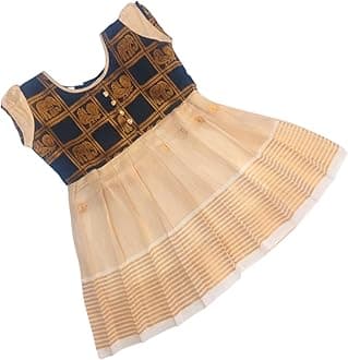 Baby Girl's Kerala Tissue Cotton Frock Pattu Pavadai LEHENGA CHOLI Chaniya Choli (0-5 Years)