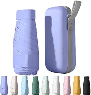UPF50+ Mini Travel Sun Umbrella for Purse With Case,Small Compact UV Umbrella Protection Sun,Lightweight Portable Parasol Windproof for Women Men Kids