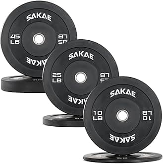 SAKAE Olympic Rubber Bumper Plates, 2-Inch Weight Plate Set with Steel Hub, Ideal for Weightlifting, CrossFit, Strength Training & Home Gym Workout, Available in Single, Pair & Sets, Multiple Sizes