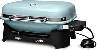 Lumin Portable Outdoor Electric Barbecue Grill for Small Spaces and Travel, Ice Blue