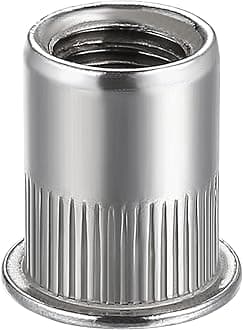 100Pcs Rivet Nut M8 Metric Stainless Steel 304 Finish Flat Head Rivnut Threaded Insert Nut Knurled Body
