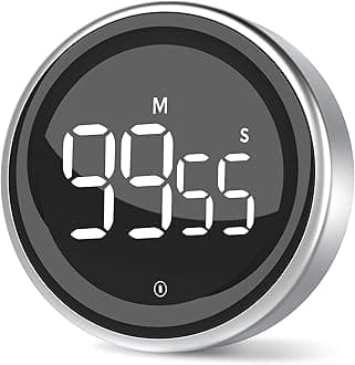 LIORQUE Digital Kitchen Timer, Magnetic Countdown Countup Timer with Large LED Display, 2 Brightness Levels, 3 Volume Levels, Productivity Timers for Classroom Cooking Fitness