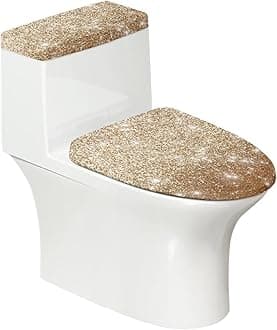 Gold Bathroom Standard Toilet Seat Lid Cover Toilet Tank Lid Pads Machine Washable Dustproof Universal Fit Home Xmas Decoration