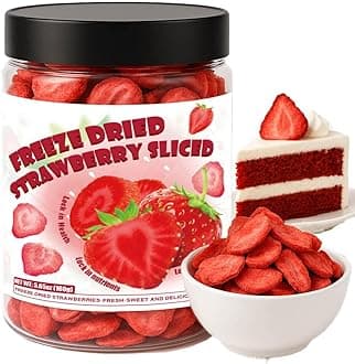 5.6oz Freeze Dried Strawberries Slices - 100% All Natural Crispy Fruit, Perfect for Snacking, Baking, Smoothie Bowls, Topping for Ice Cream, Oatmeal, Recipes, Vegan, Non-GMO
