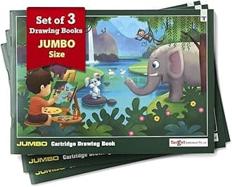 Jumbo Drawing Book for Kids, Artists | Big Plain Sketch Pad for Artists, Children, Students | 34 White Blank Unruled Pages | 37 x 27 cm Approx | Soft Cover | Sketching, Colouring, Painting | Set of 3