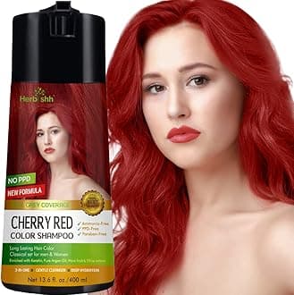 Herbishh Hair Dye Shampoo 3 in 1 Hair Color Shampoo for Women & Men for Gray Hair Coverage for Instant coloring Champu Para Canas Mujer PPD Free (Cherry Red)
