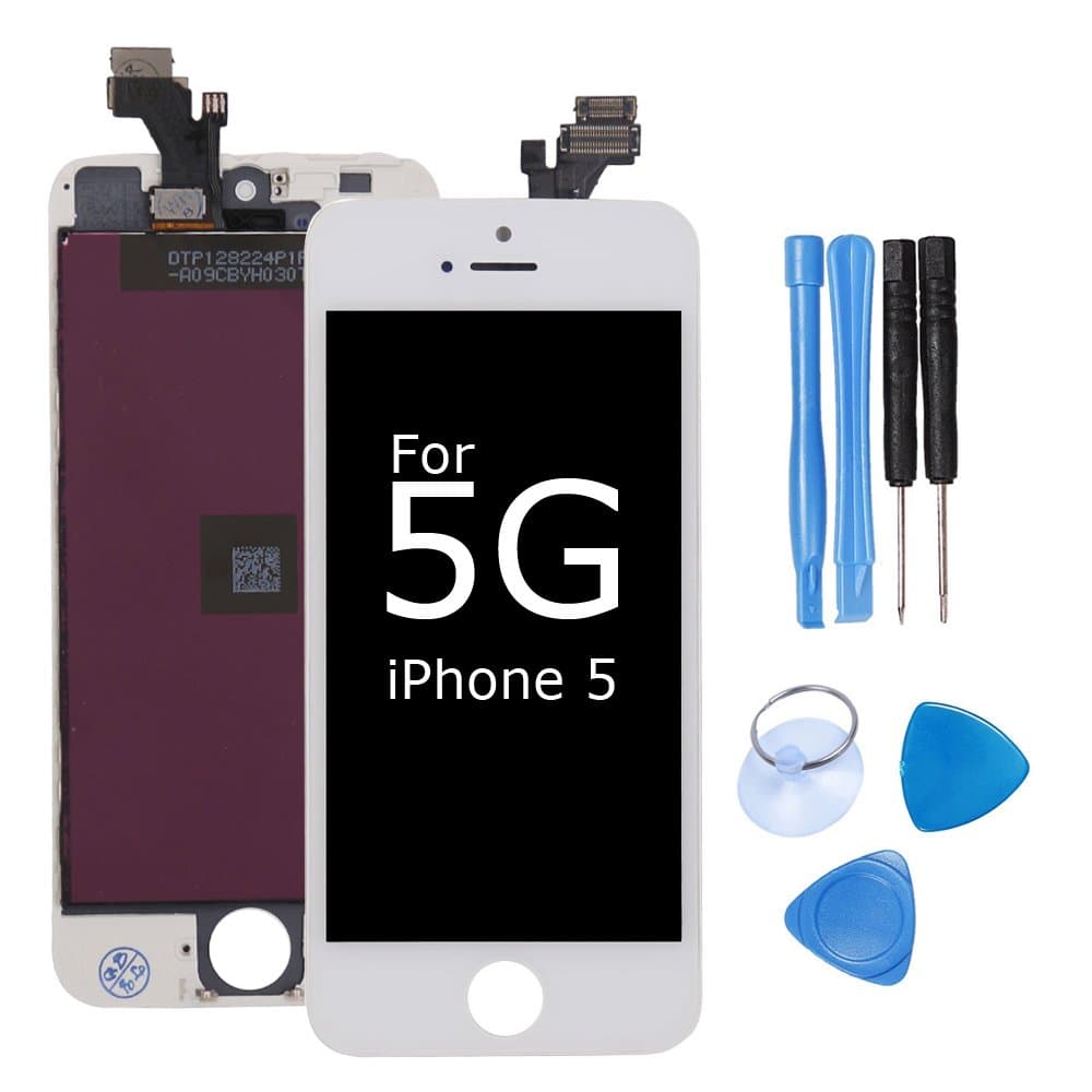 Ibaye For iPhone 5 Screen Replacement - White LCD Display Touch Screen Digitizer Frame Assembly Full Set with Free Tools