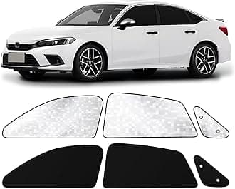 ZATOOTO Car Window Shades for Honda Civic 2017-2024, Side Window Sun Shade with Double Layer Reversible, Black for Blackout Privacy Silver for UV Blocking for Camping Sleeping Travel
