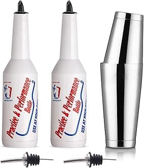 Flair Bottle Bartender Kit 5pcs 2 Flair Bottle, 1 Boston Shaker, Practice & Performance (5pcs Set)