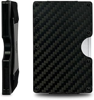 Carbon Fiber RFID Wallet for Men – Slim Minimalist Front Pocket Card Holder with Built-In Cash Strap, Holds 16 Cards – Lightweight, Durable, and Secure Everyday Wallet (Carbon Fiber, Cash Strap)