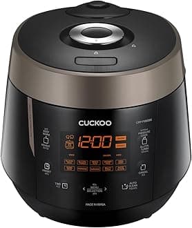 High Pressure Rice Cooker 6-Cup Uncooked / 12-Cup Cooked with Nonstick Inner Pot, Versatile Rice Maker with 12 Menu Options and Steam Plate, Fuzzy Logic Tech, Voice Guide, Black (CRP-P0609S)