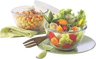 Borosil Glass Mixing & Serving Bowls With Lids, Oven & Microwave Safe Bowls, Set of 2 (500 ml each), Borosilicate Glass, Clear