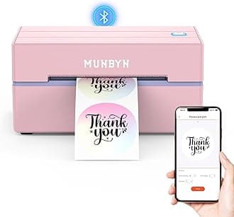 MUNBYN Bluetooth Thermal Label Printer, 130B Wireless 4x6 Shipping Label Printer for Shipping Packages Small Business Office or Home, Compatible with iPhone Android iPad Windows macOS Chrome Etsy eBay