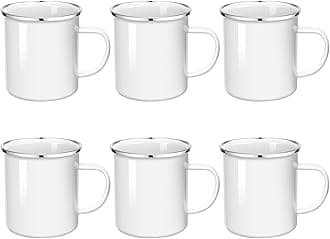 Sublimation Blanks Enamel Mug 16 OZ with Silver Rim Camping Travel Coffee Metal Mug Can be used as a gift for Christmas Thanksgiving Mother's Day Father's Day